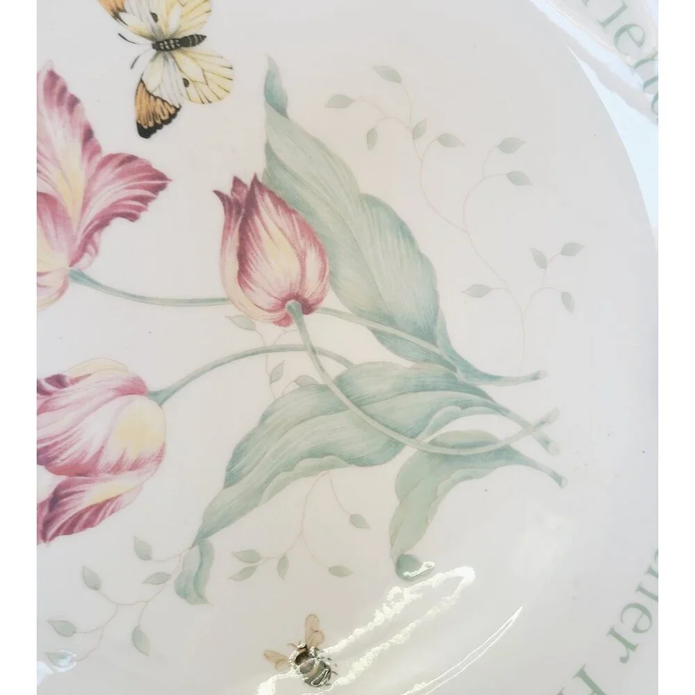 Lenox Butterfly Meadow Round Serving Platter 12" Floral & Butterfly Tray - Picture 4 of 9